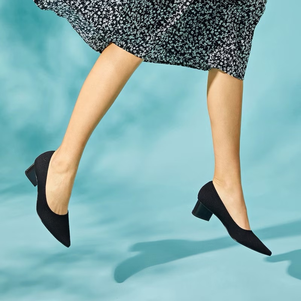 Vivaia Pointy Toe Black Block Heels